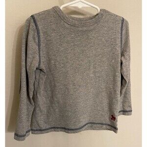 Mini Boden Little Boy Toddler Solid Grey Gray Long Sleeve Shirt, Size 3-4 years